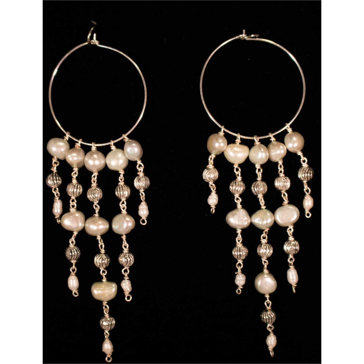Waterfall pearl and silver earrings - LB Designs