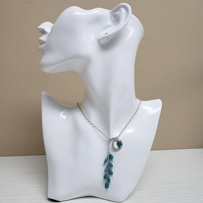 Turquoise  and sterling silver Lariat Necklace - LB Designs