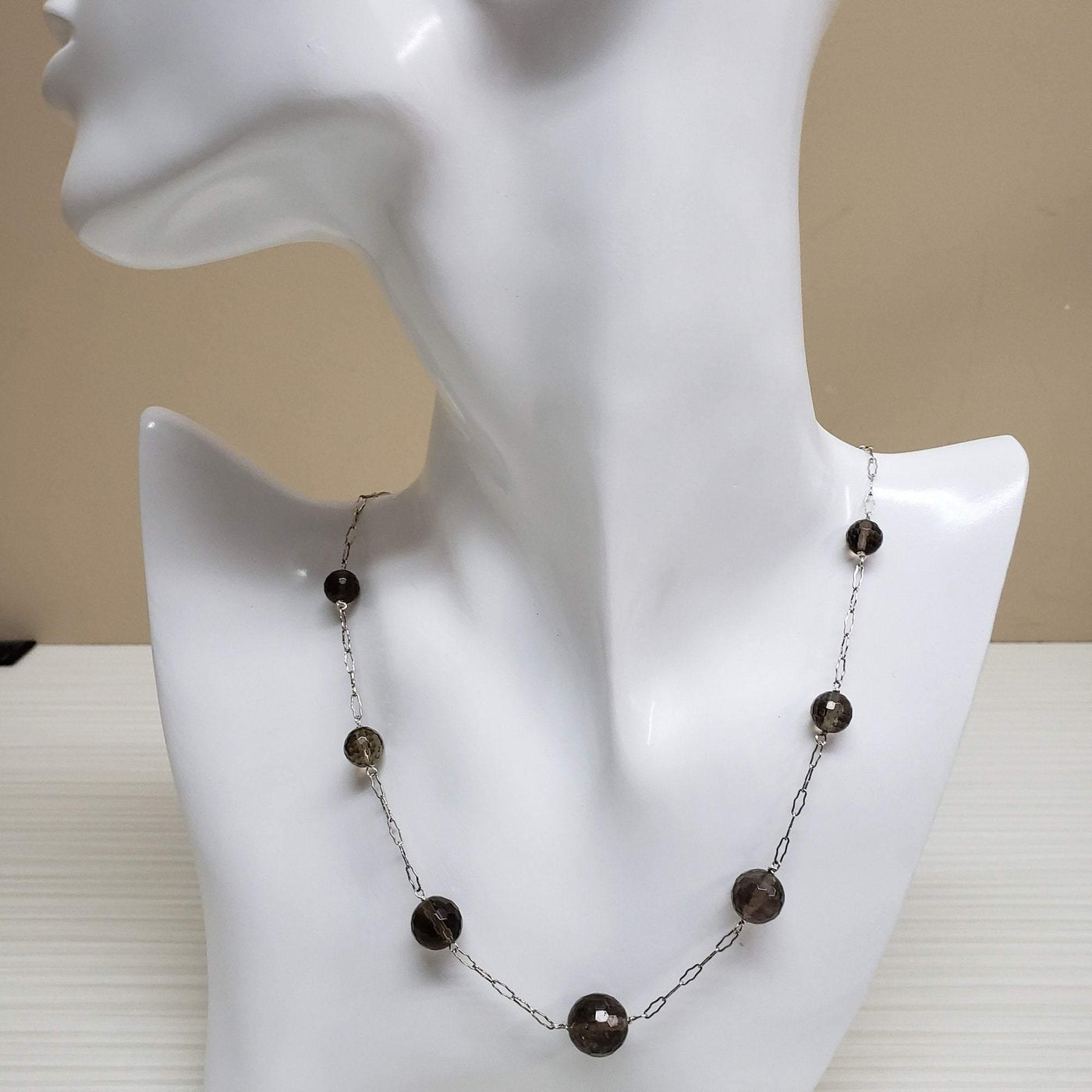 Smokey topaz and silver necklace - LB Designs