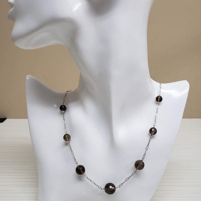 Smokey topaz and silver necklace - LB Designs