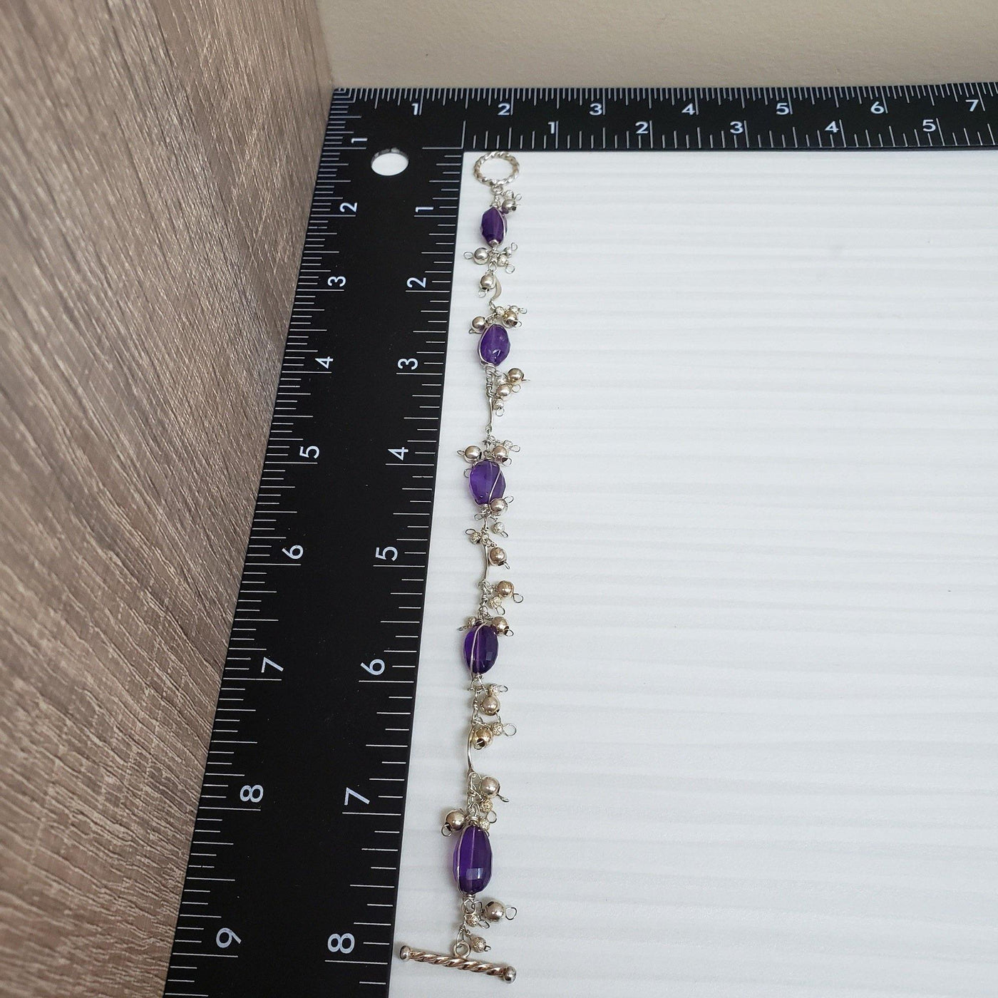 Amethyst and silver bead bracelet - LB Designs