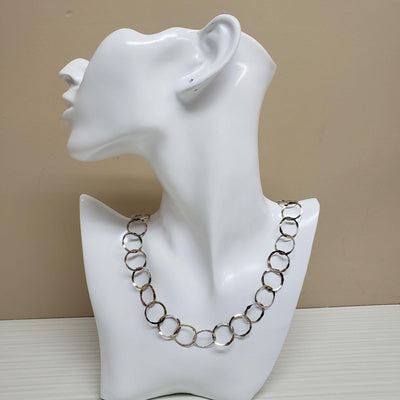 Long forged silver hammer link necklace - LB Designs