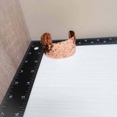 Wide Recycled copper textured cuff bracelet - LB Designs