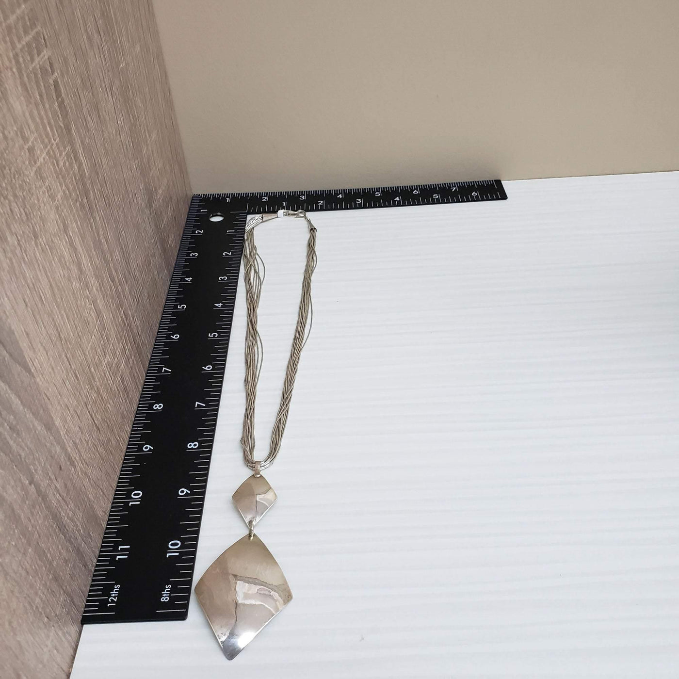 Sterling Silver Geometric Diamond Shape Pendant Necklace - LB Designs