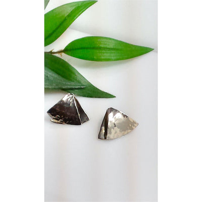 Hammered triangle  silver stylish earrings - LB Designs