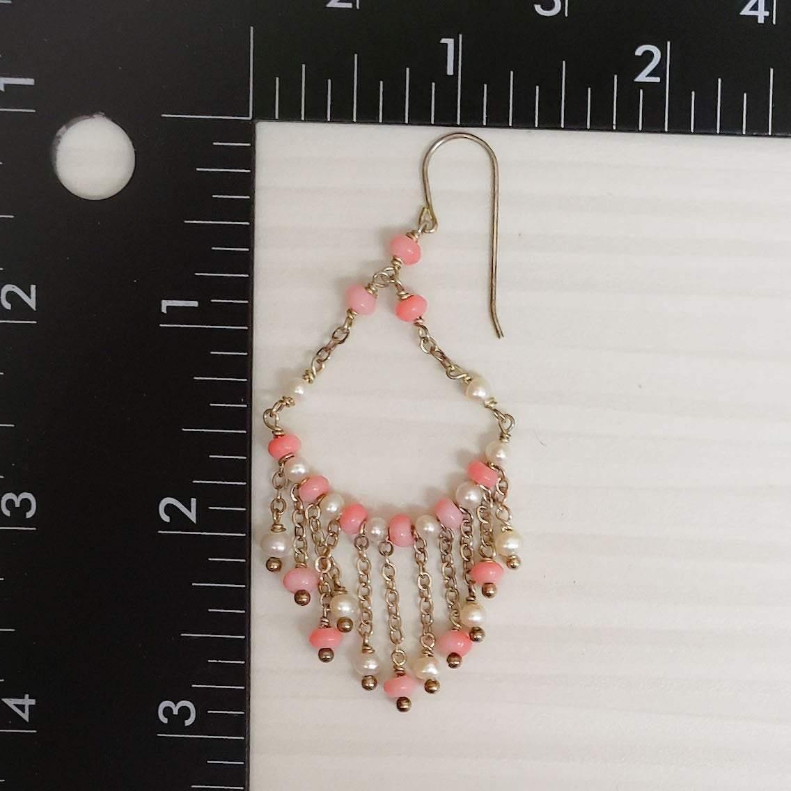 Stylish silver and pearl chandelier earrings - LB Designs