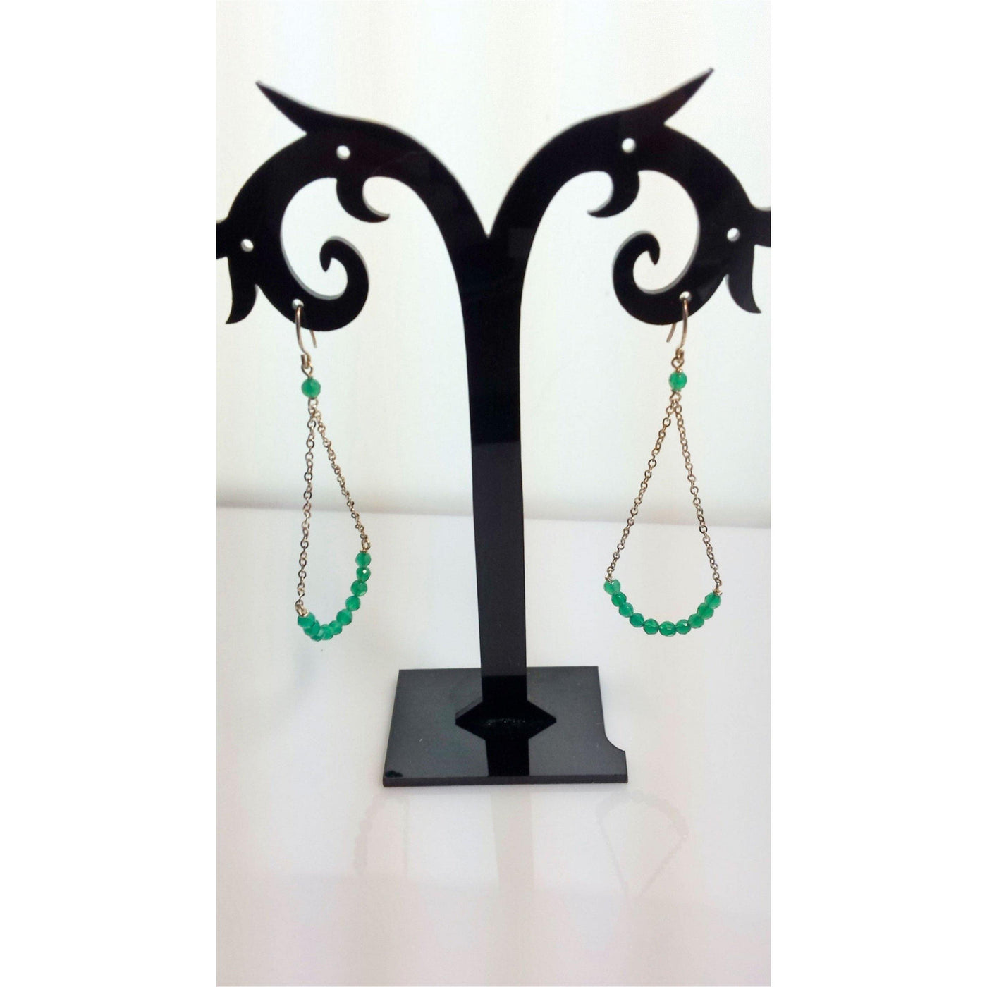 Glamorous green onyx chandelier earrings - LB Designs