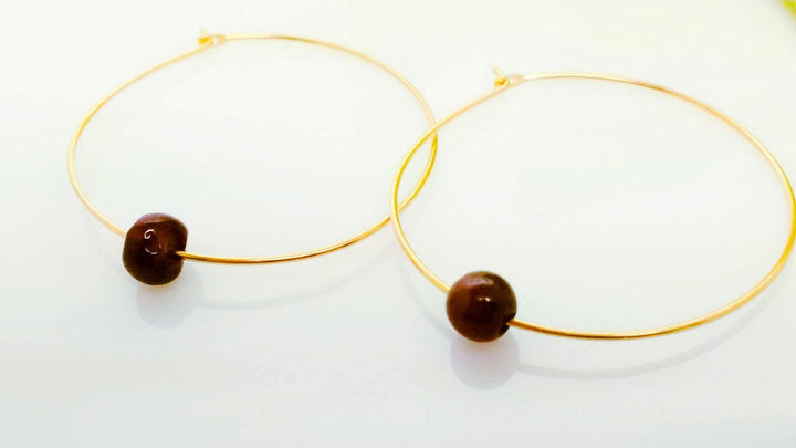 Simple gold-filled garnet hoops - LB Designs