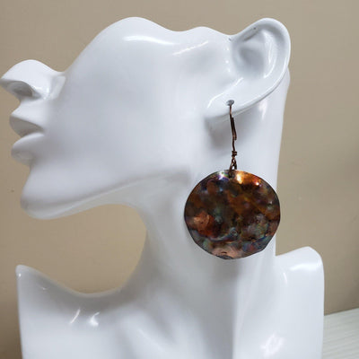 Copper disc earrings - LB Designs