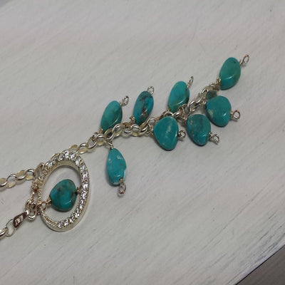 Turquoise  and sterling silver Lariat Necklace - LB Designs