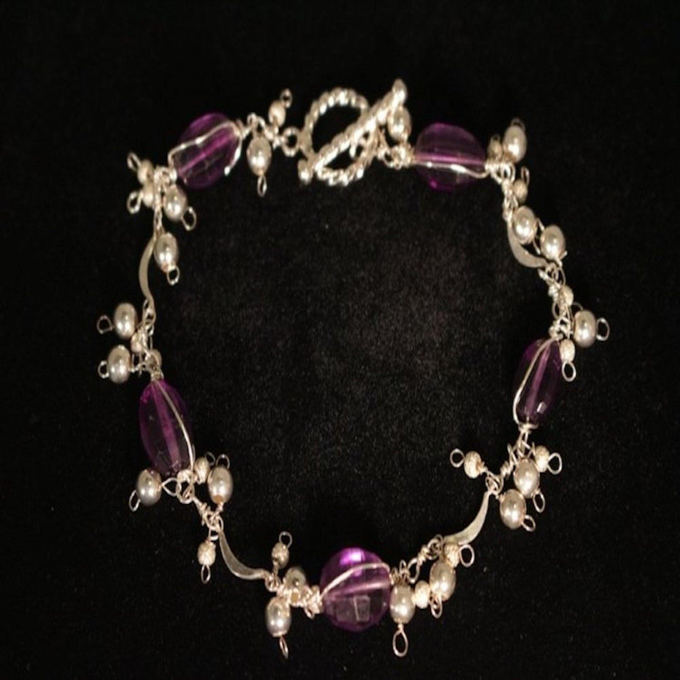 Amethyst and silver bead bracelet - LB Designs