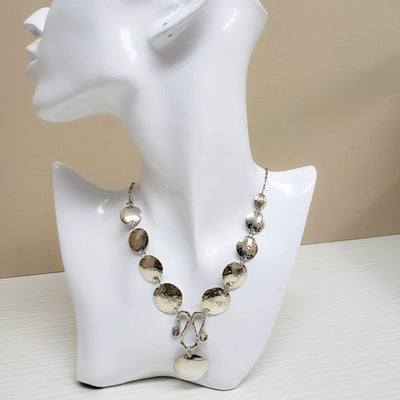 Sterling silver hammered disc necklace - LB Designs