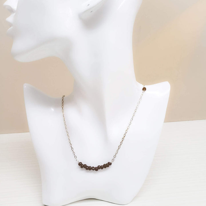 Silver and garnet minimalist  necklace - LB Designs