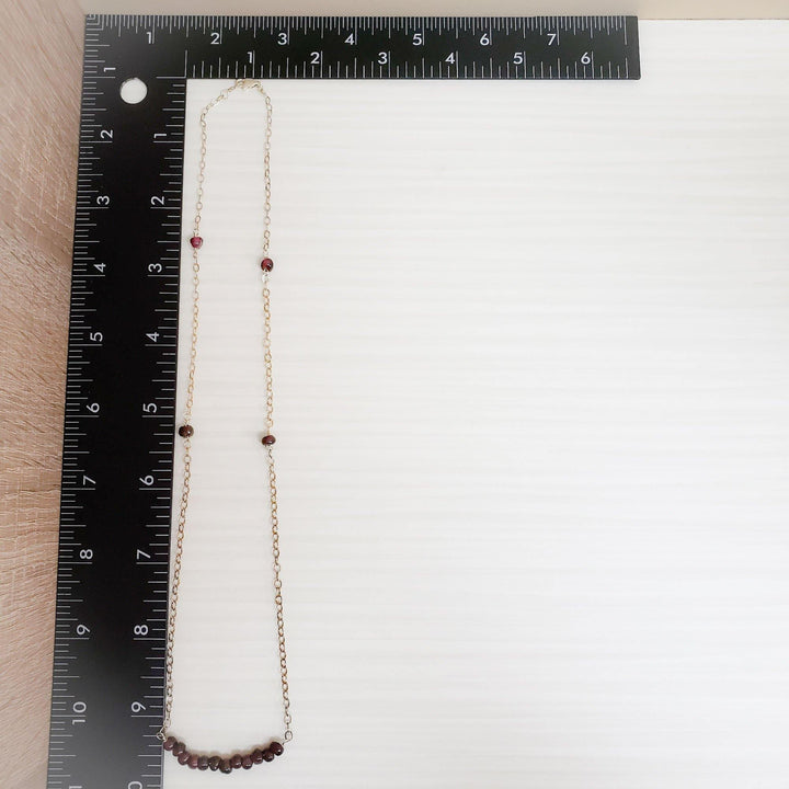 Silver and garnet minimalist  necklace - LB Designs