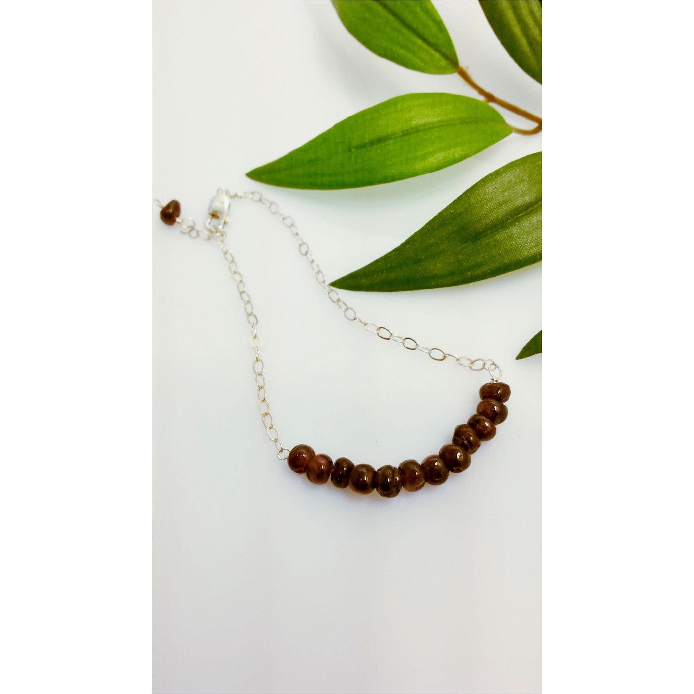 Sterling silver garnet bead bracelet - LB Designs
