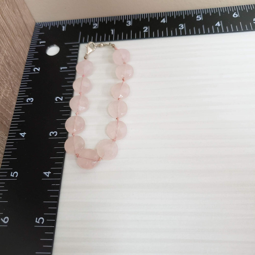 Rose quartz and sterling bracelet - LB Designs