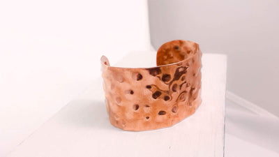 Wide recycled copper textured cuff bracelet - LB Designs