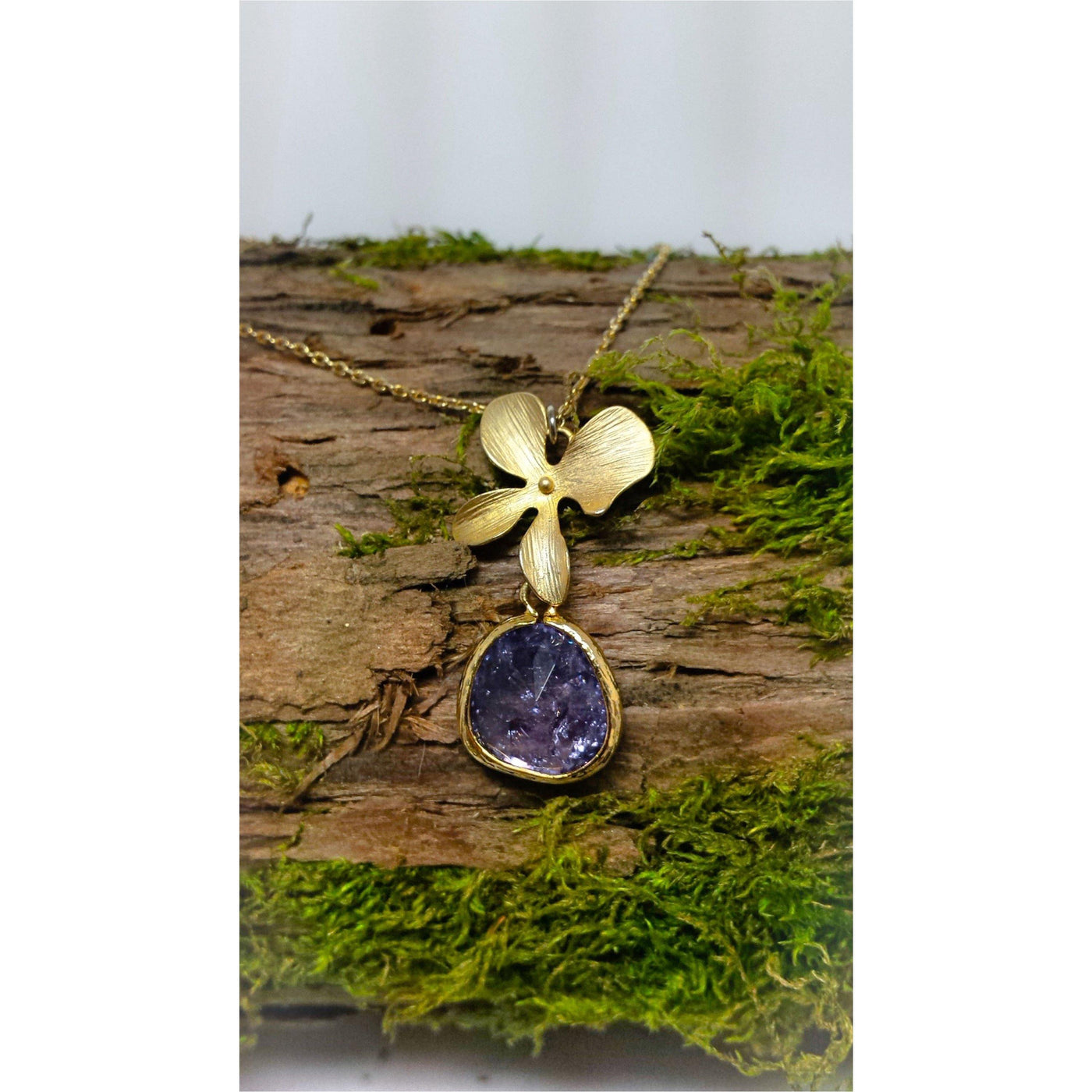 Gold-filled amethyst flower drop necklace - LB Designs