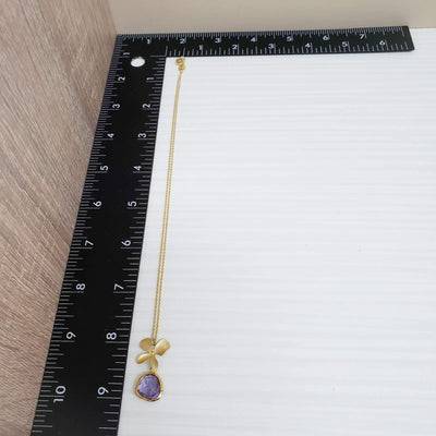 Gold-filled amethyst flower drop necklace - LB Designs