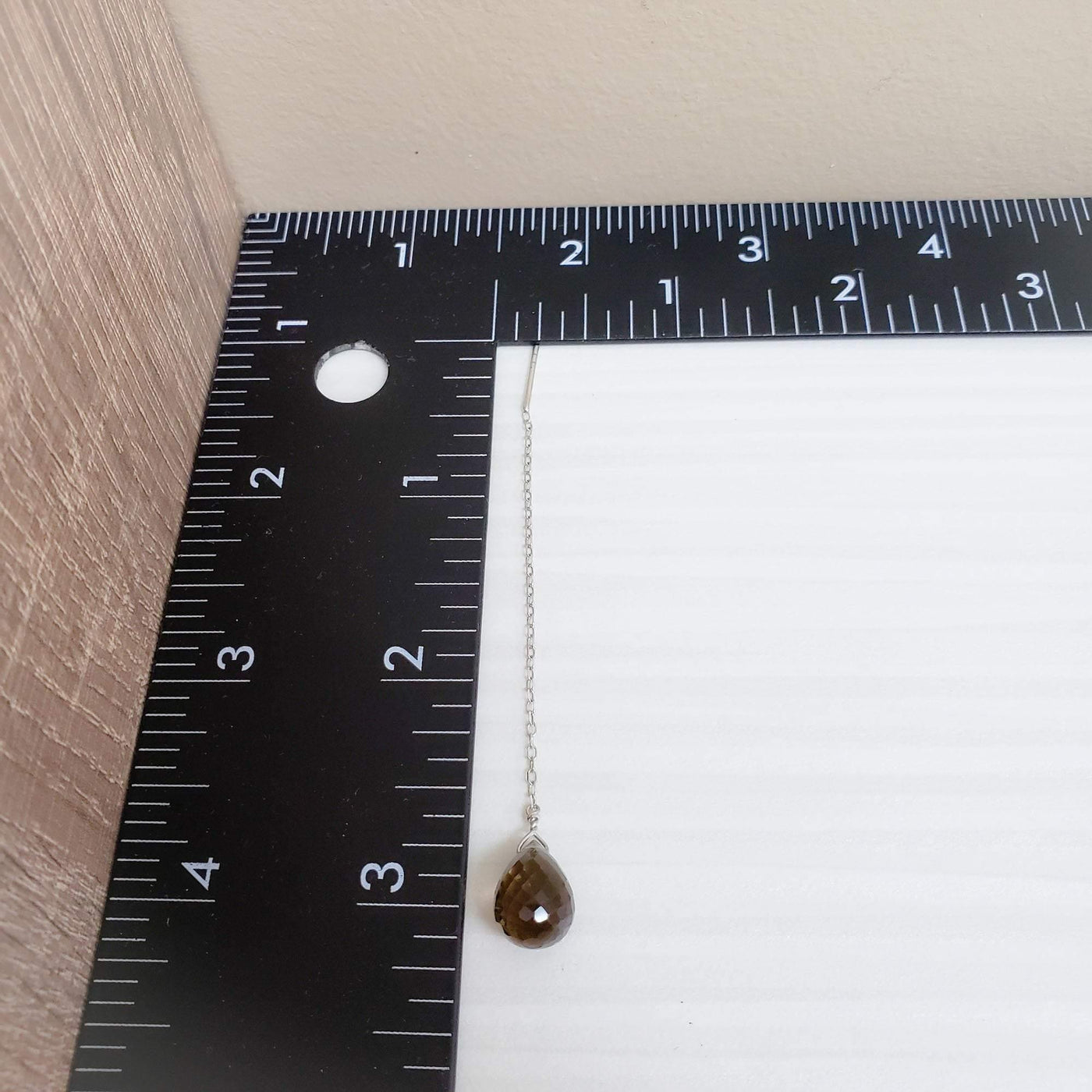 Smokey quartz  threader earrings - LB Designs