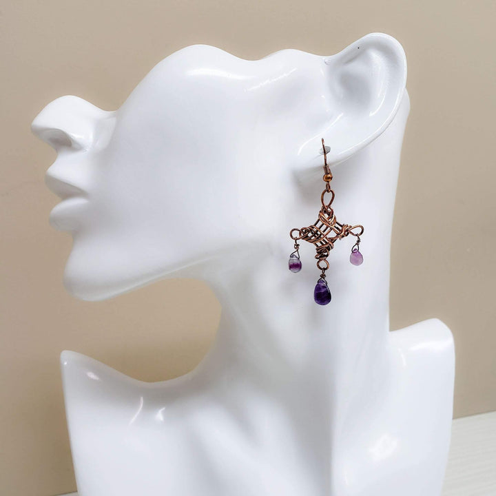 Copper celtic weave earrings - LB Designs