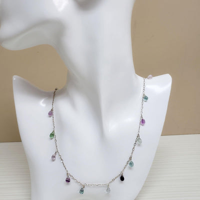 Gemstone Fluorite drop necklace - LB Designs
