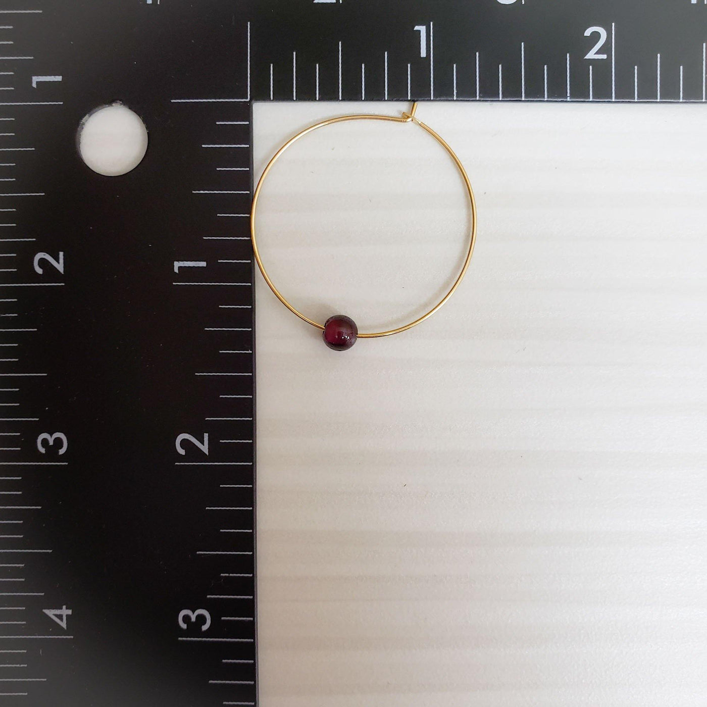 Simple gold-filled garnet hoops - LB Designs