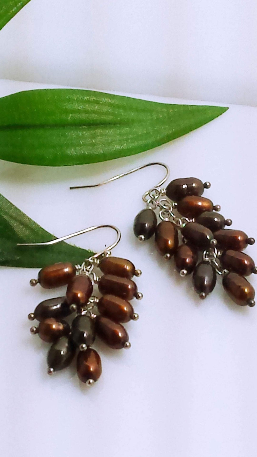 Grape vine pearl cluster earrings - LB Designs