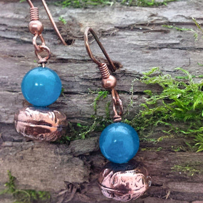 Copper + apatite drop earrings - LB Designs