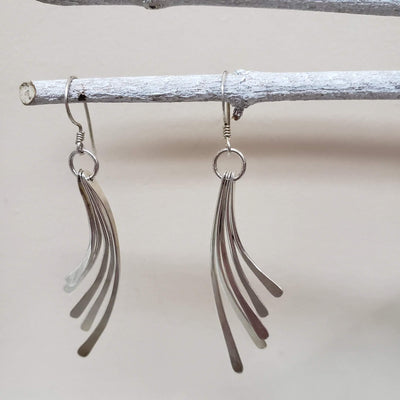 Handmade silver strand earrings - LB Designs