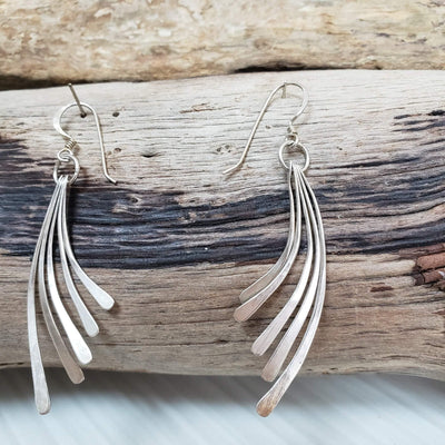Handmade silver strand earrings - LB Designs