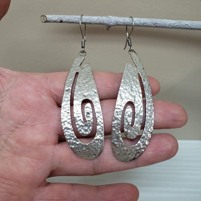 Sterling silver oval dangle earrings - LB Designs