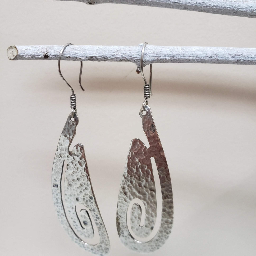 Sterling silver oval dangle earrings - LB Designs