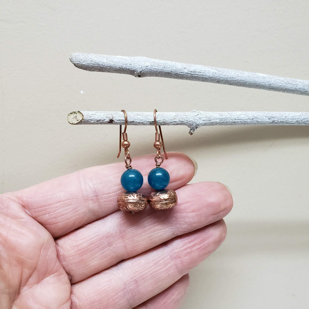 Copper + apatite drop earrings - LB Designs