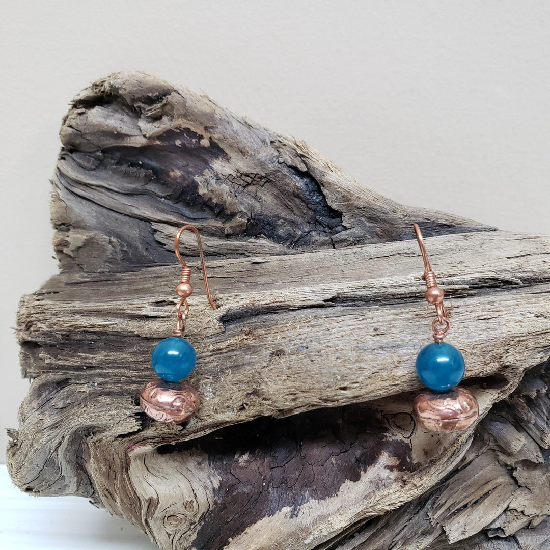 Copper + apatite drop earrings - LB Designs