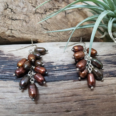Grape vine pearl cluster earrings - LB Designs