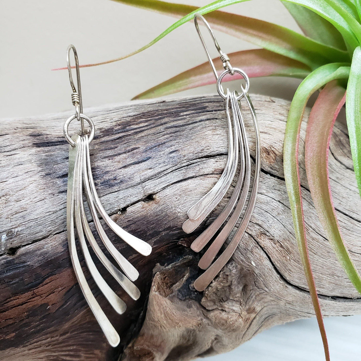 Handmade silver strand earrings - LB Designs