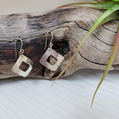 Sterling silver geometric hammered earrings - LB Designs