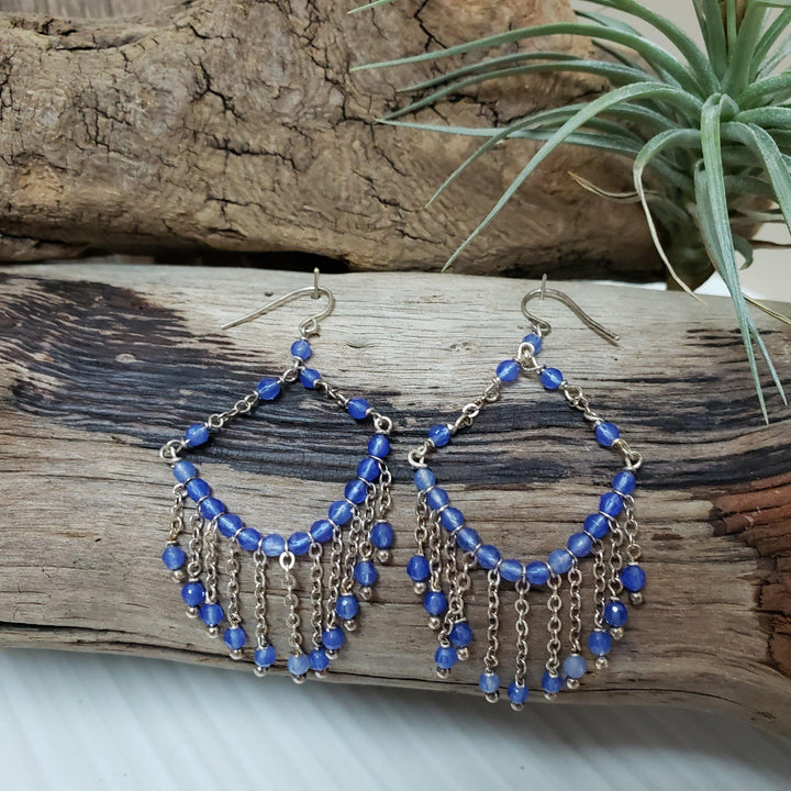 Blue chalcedony chandelier earrings - LB Designs