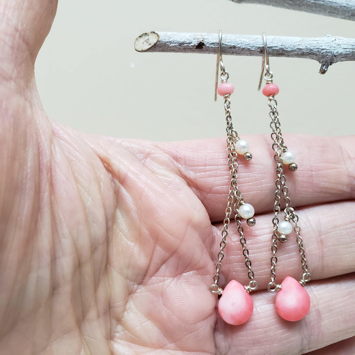 Stylish silver and pearl earrings - LB Designs