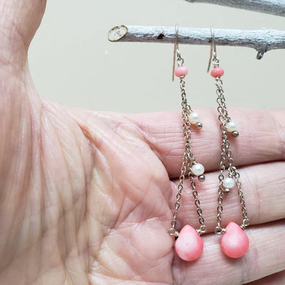 Stylish silver and pearl earrings - LB Designs