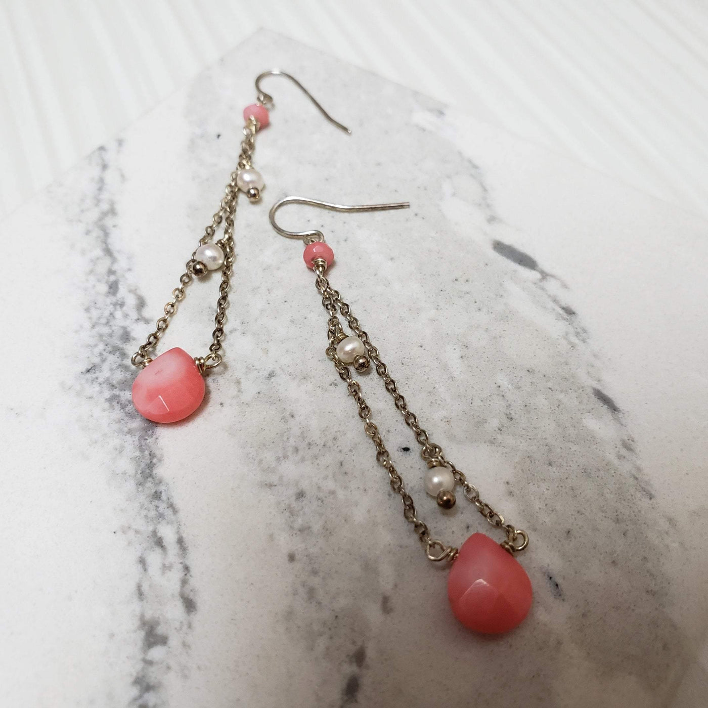 Stylish silver and pearl earrings - LB Designs