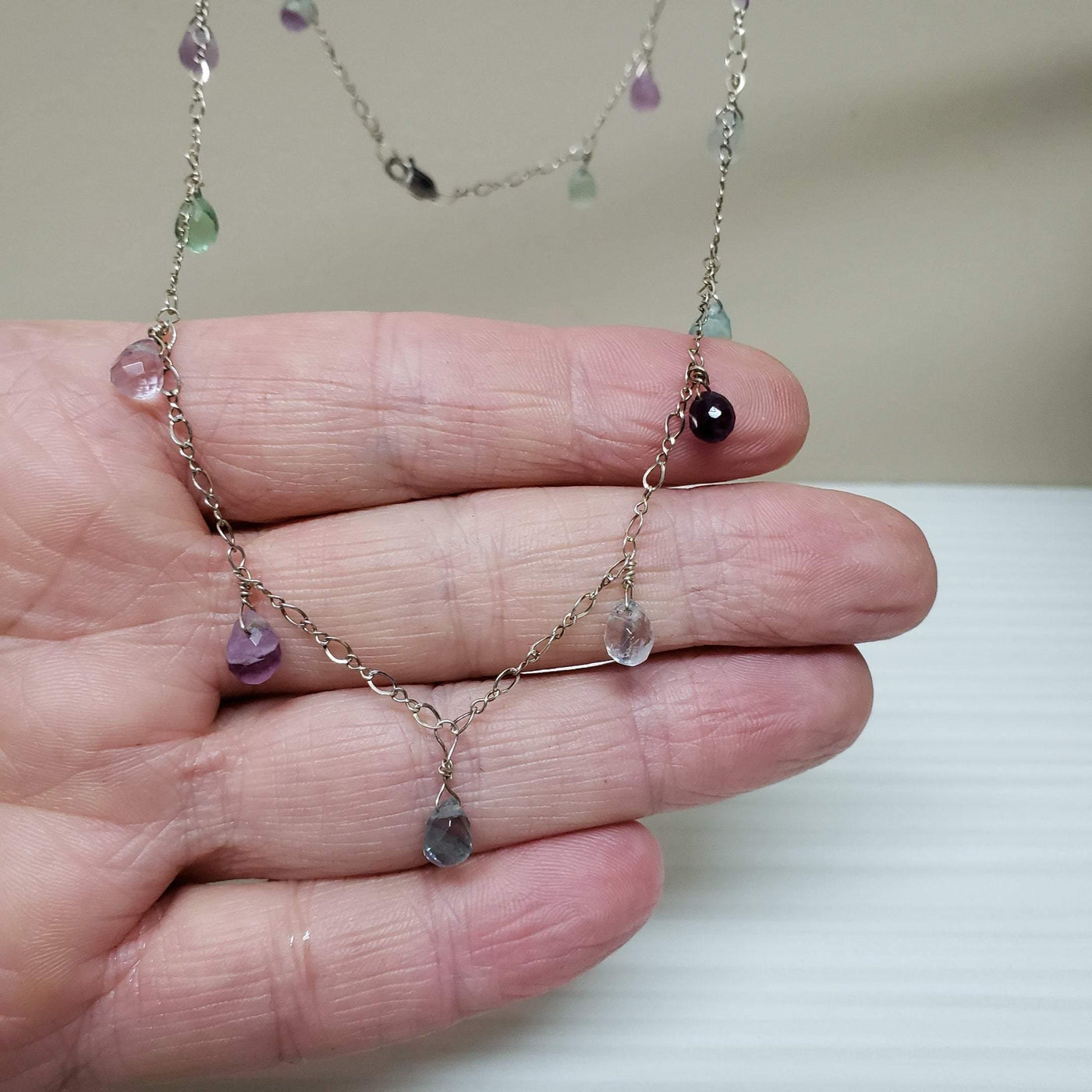 Gemstone Fluorite drop necklace - LB Designs