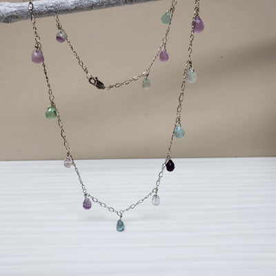 Gemstone Fluorite drop necklace - LB Designs
