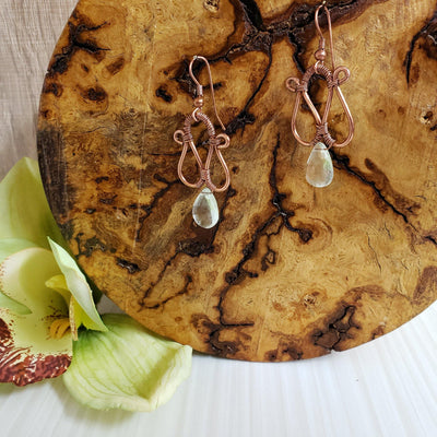 Green amethyst pear drop earrings - LB Designs