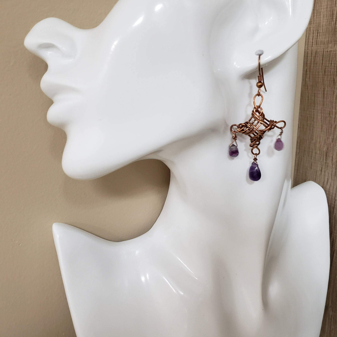 Copper celtic weave earrings - LB Designs