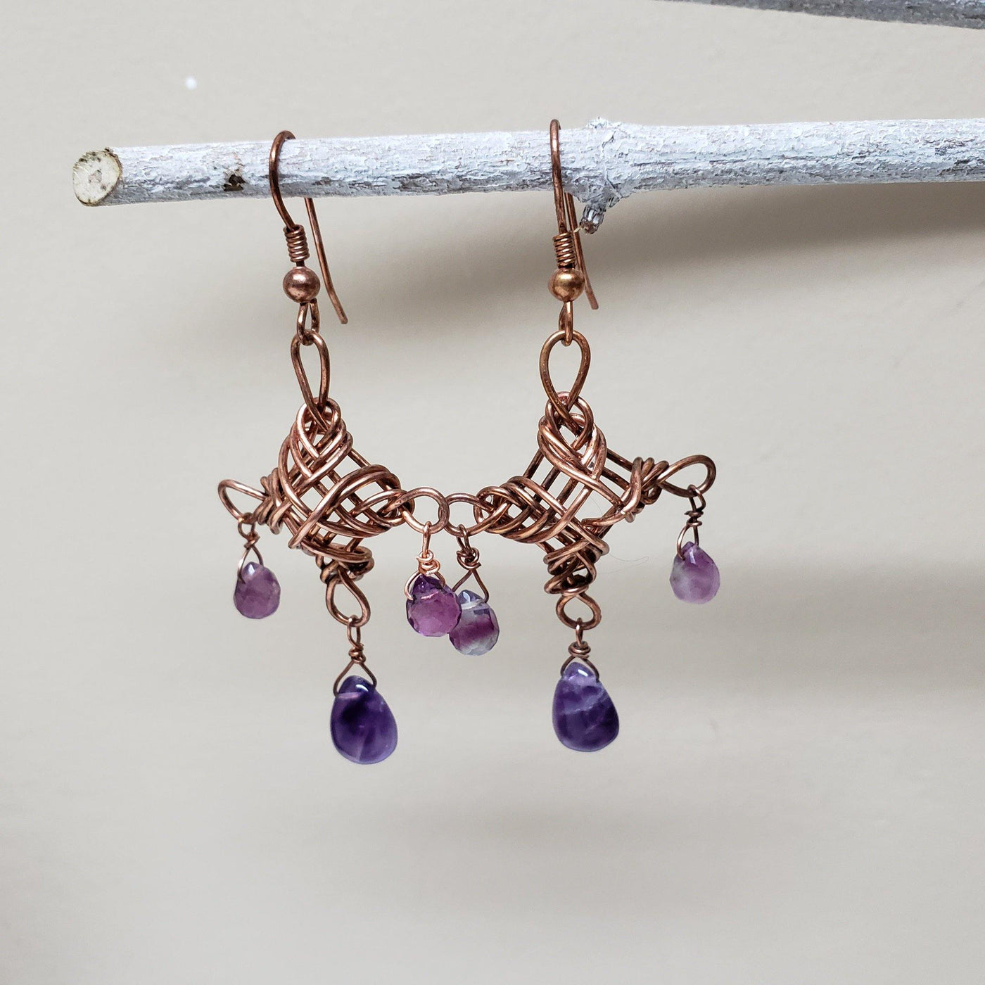 Copper celtic weave earrings - LB Designs
