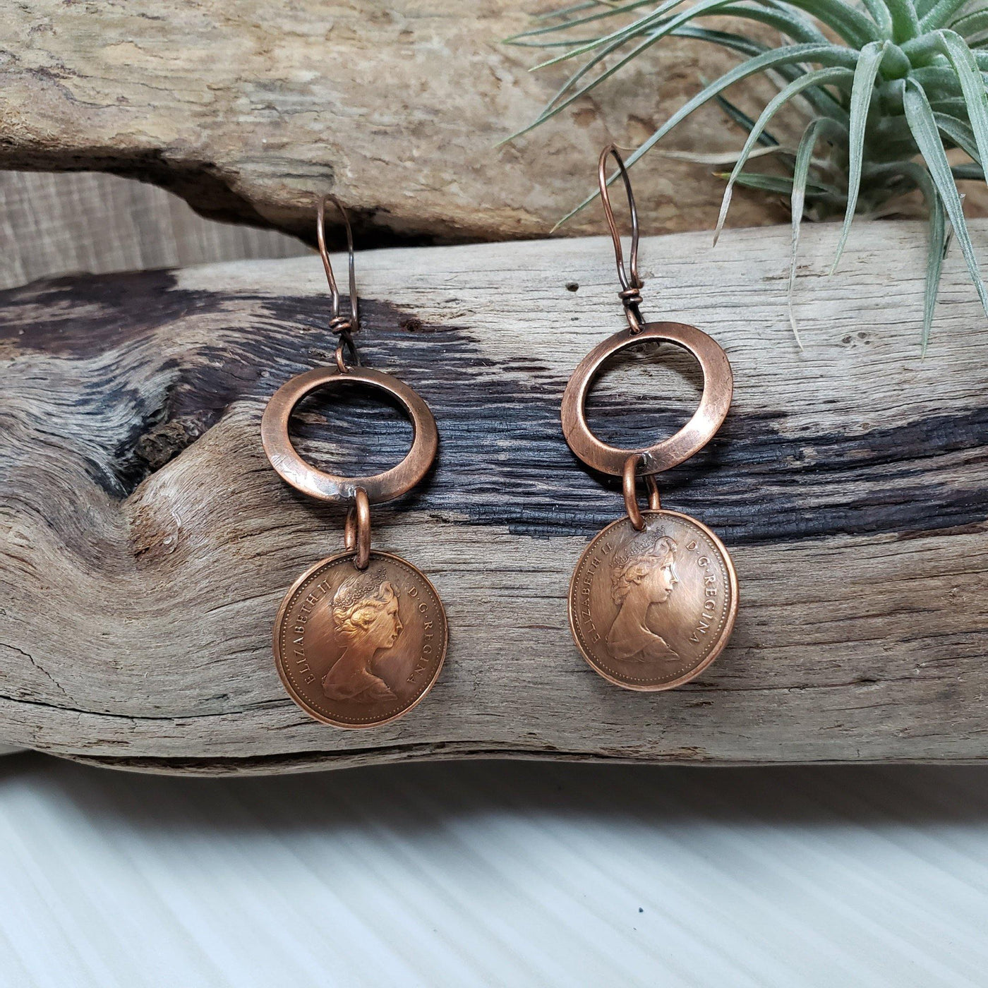 Beautiful copper coin earrings - LB Designs