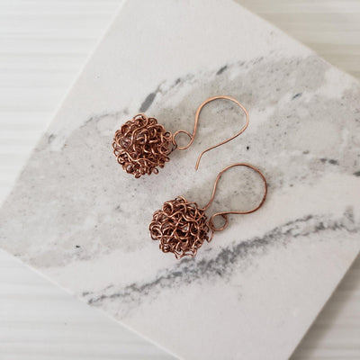 Copper ball earrings - LB Designs