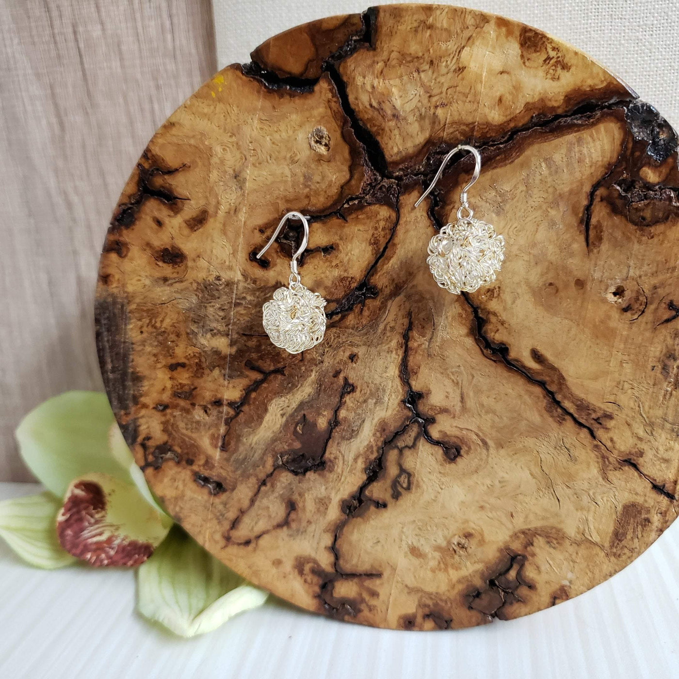 Squiggle silver ball earrings - LB Designs